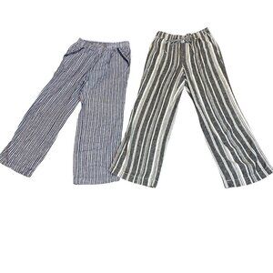 Bundle of Briggs Linen‎ Blend Striped Wide Legs Pull On Pants Size M #105P